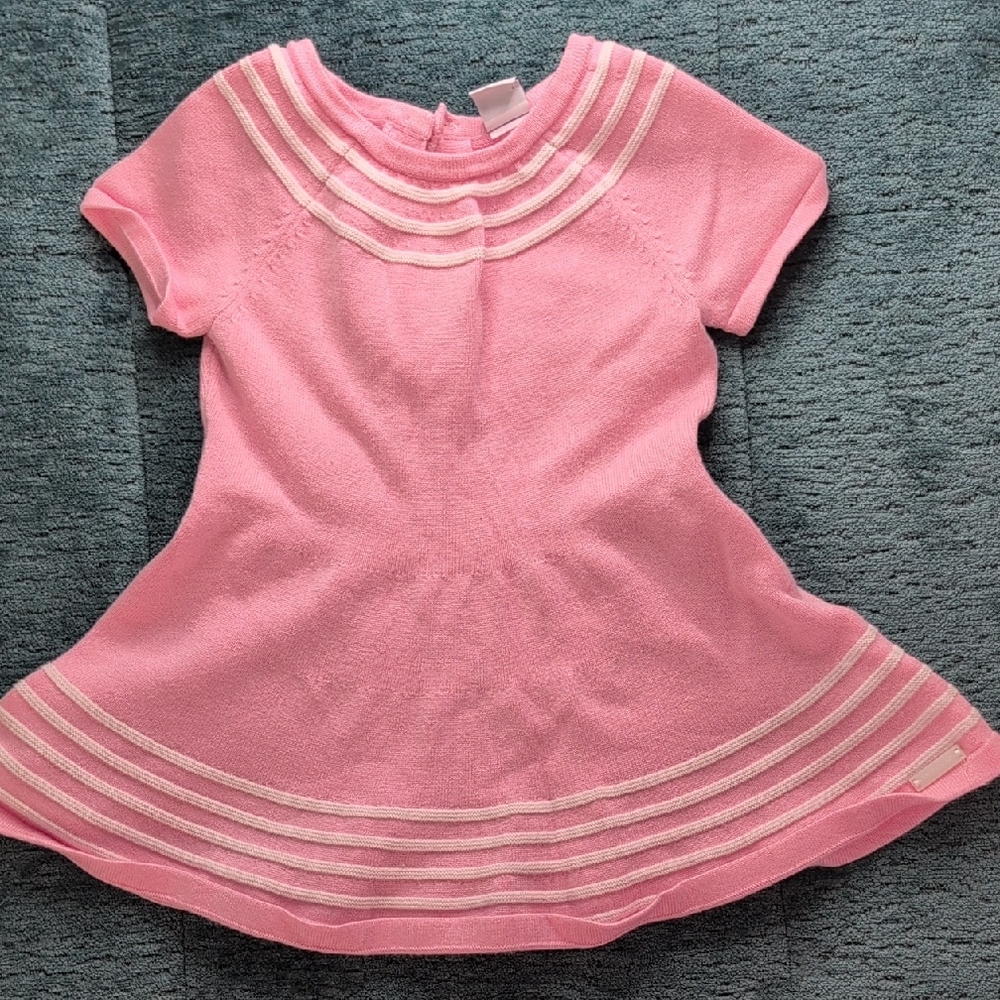 Janie and Jack Pink Knit Top with White Stripes